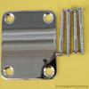 CHROME ELECTRIC GUITAR NECK PLATE AND SCREWS